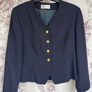 blazer bleu marine vintage, élégante veste des années 90 avec boutons dorés image 8