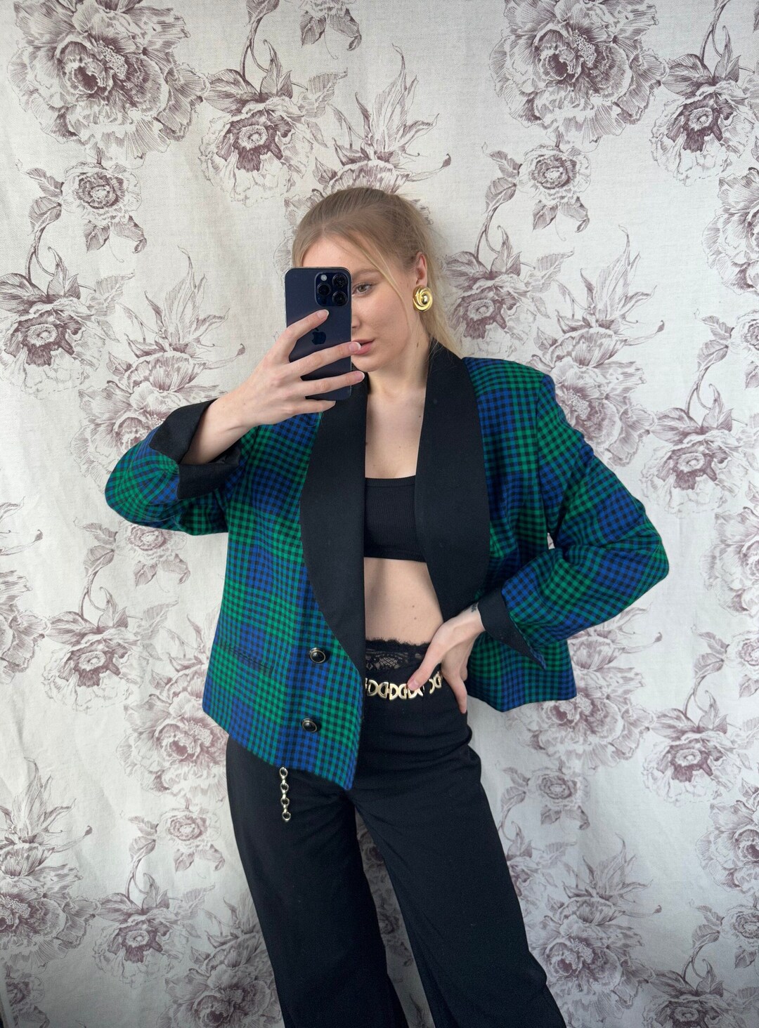 Vintage Green Contrast Blazer