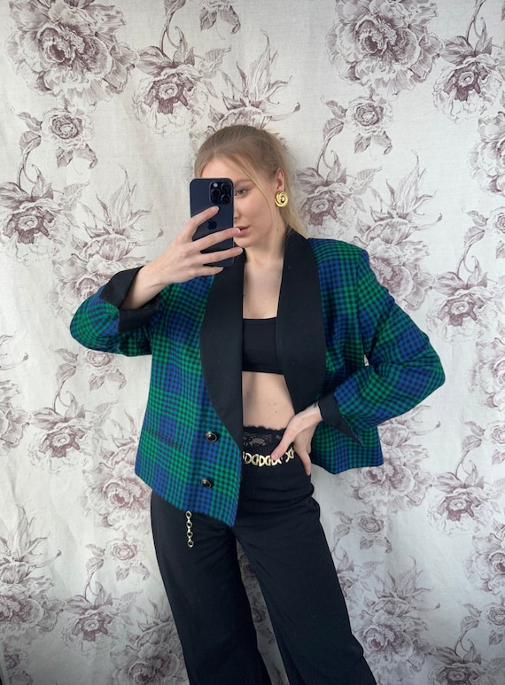 Blue and green blazer sale