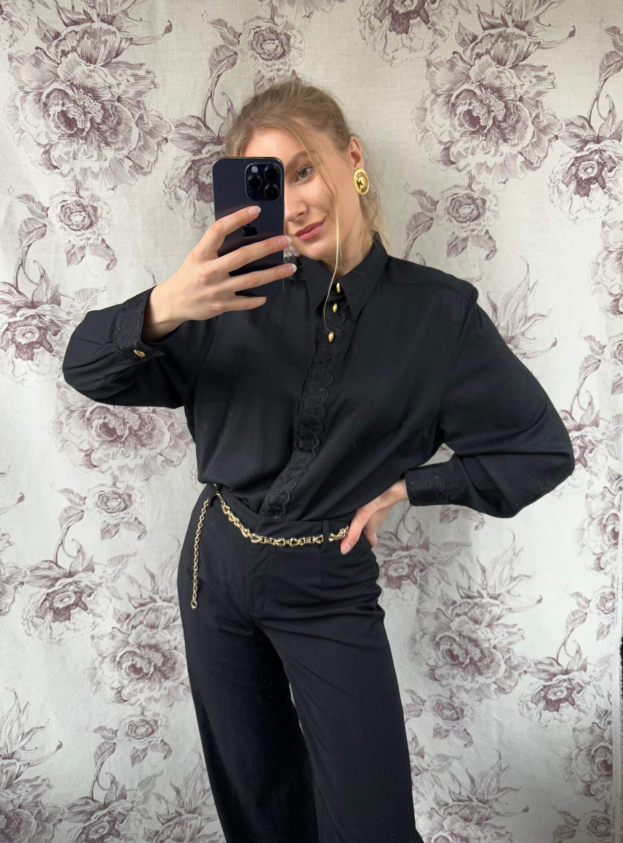 black vintage blouse