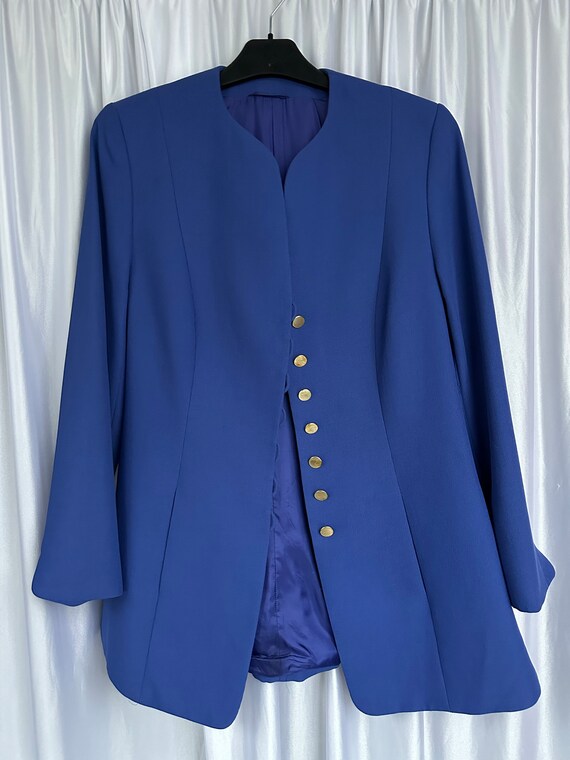 Vintage blue blazer, elegant classy women's jacke… - image 9
