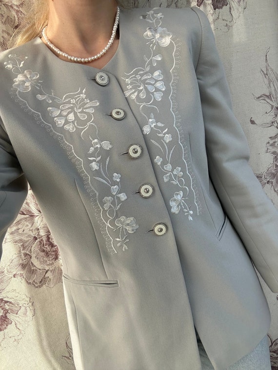 Vintage 70s grey blazer, classy and elegant women… - image 1