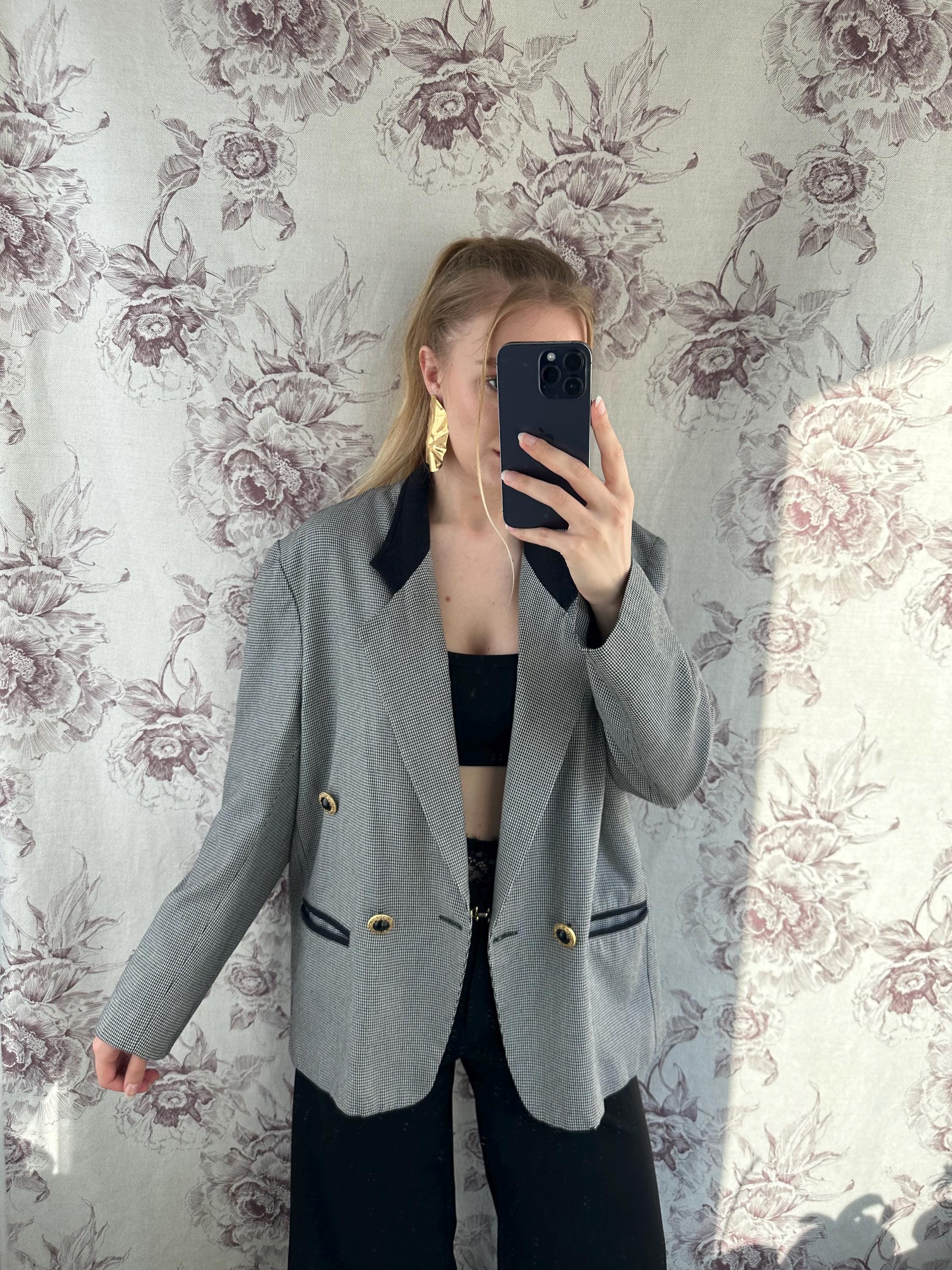   ヴィンテージ ダブルブレストジャケット 千鳥格子柄 ジャケット テーラードジャケット 千鳥格子柄ダブルブレストジャケット