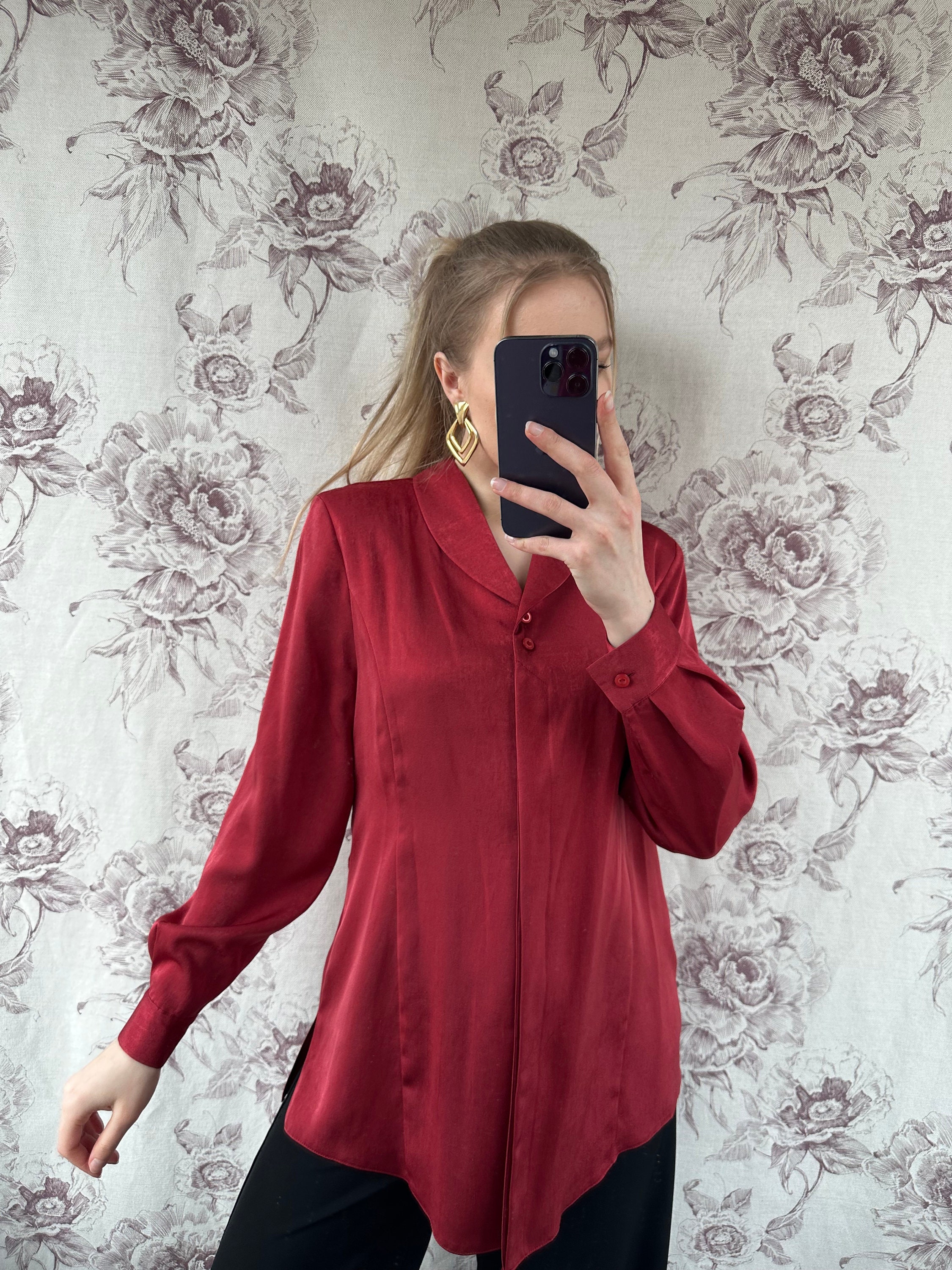 Chemisier Femme Vintage Manches Longues Rouge Passion - Taille M - Neuf Avec étiquette