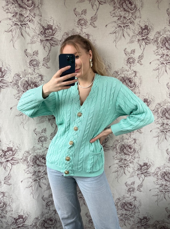 ターコイズ カーディガン ボタン付き ターコイズ カーディガン ボタン付き 【公式通販】