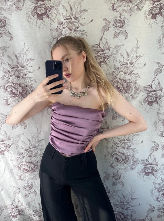 lilac satin corset top
