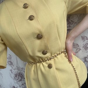 Vintage yellow wool blazer with short sleeves, elegant and classy womens jacket image 2