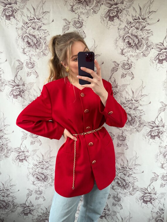 complejidad homosexual Conclusión Blazer largo rojo vintage elegante chaqueta de mujer - Etsy México