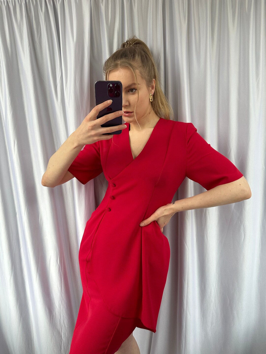Vintage Red Fringe Midi Dress