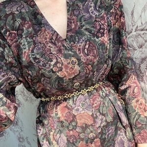 Vintage floral print ornament blazer, elegant women&#39;s retro 70s jacket