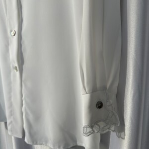 Vintage white sheer blouse with embroidery details, elegant see through shirt image 9