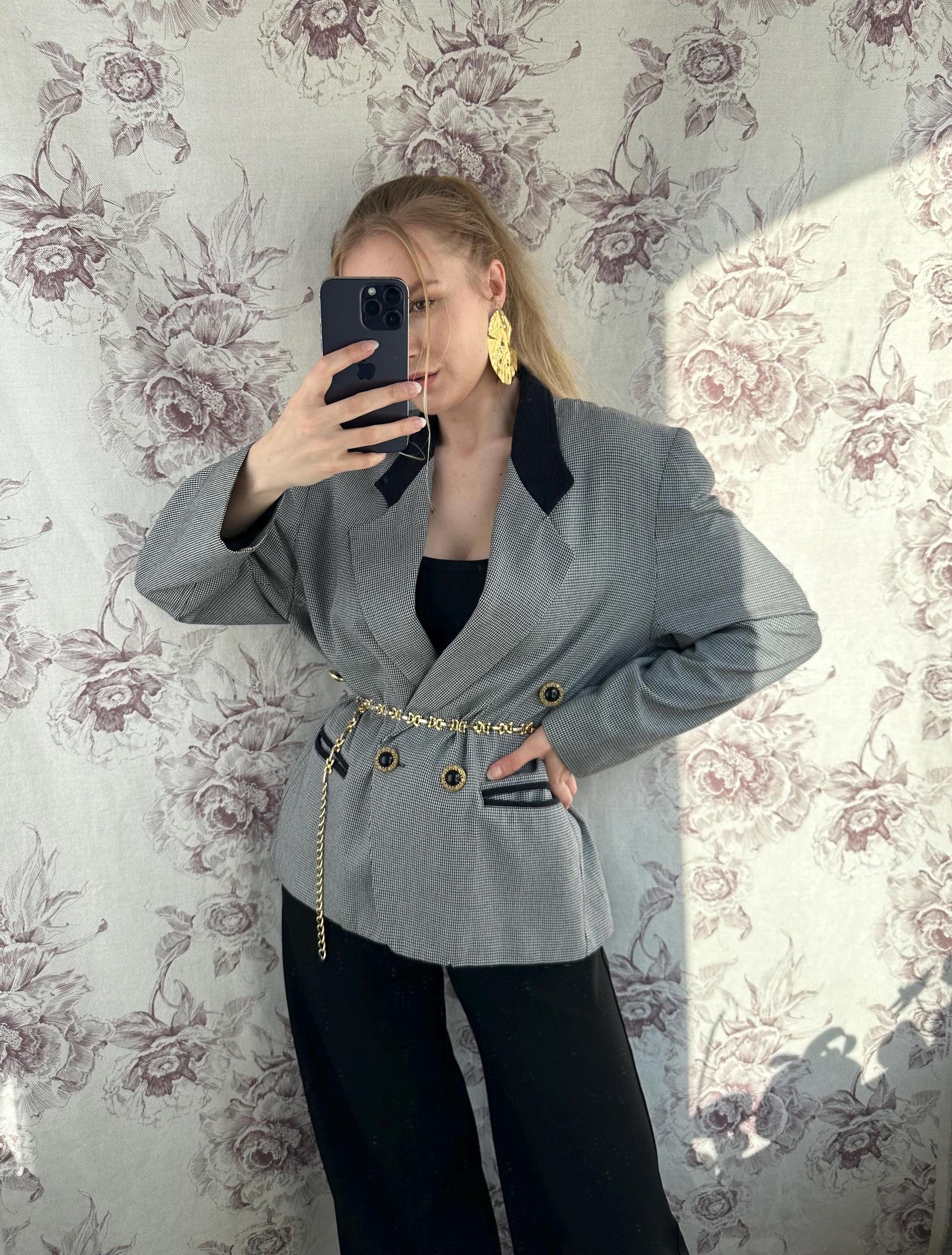   ヴィンテージ ダブルブレストジャケット 千鳥格子柄 ジャケット テーラードジャケット 千鳥格子柄ダブルブレストジャケット