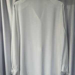 Vintage white sheer blouse with embroidery details, elegant see through shirt image 10