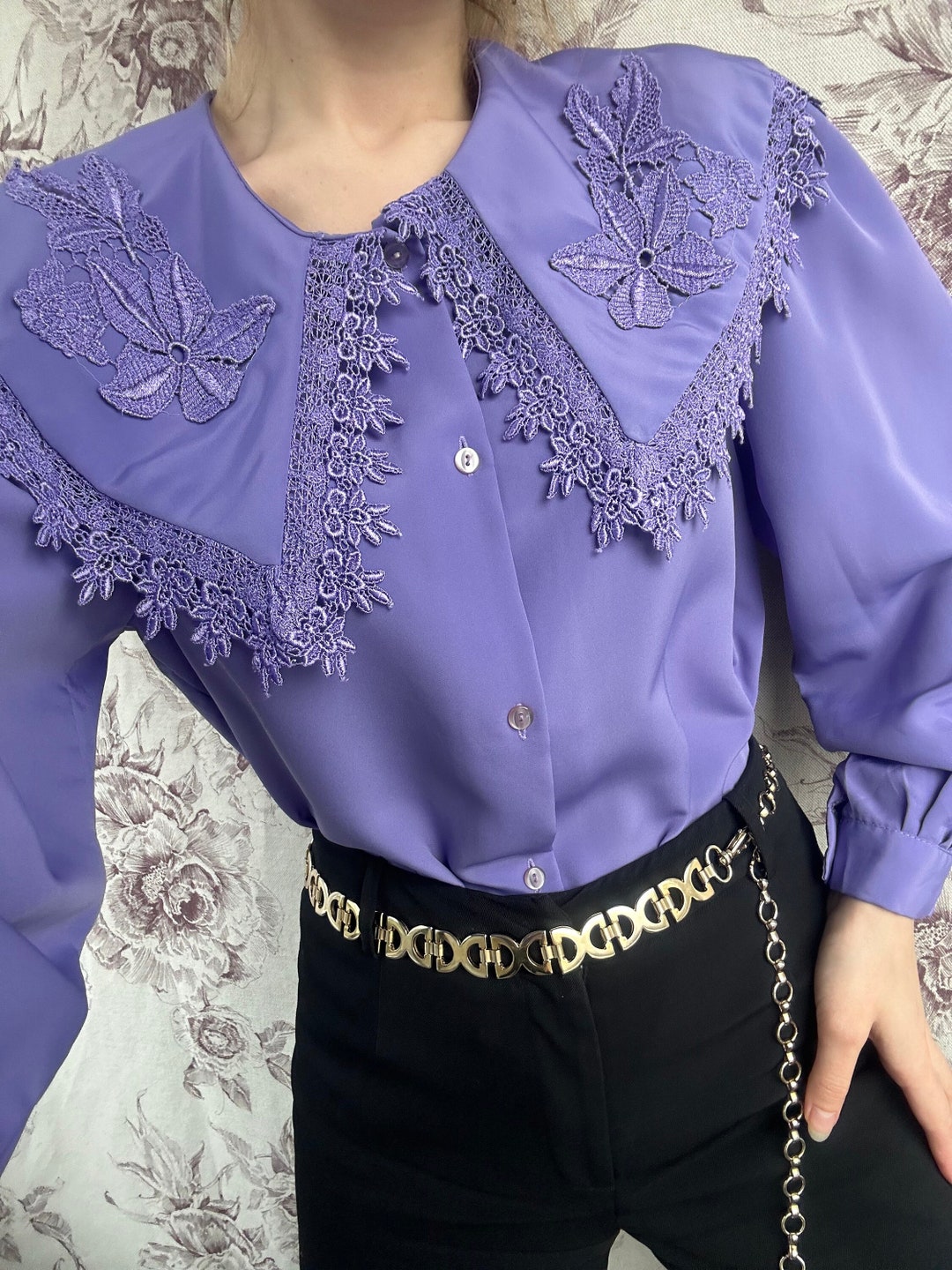 Vintage Purple Gem Detail Blouse / Over Shirt main image 0