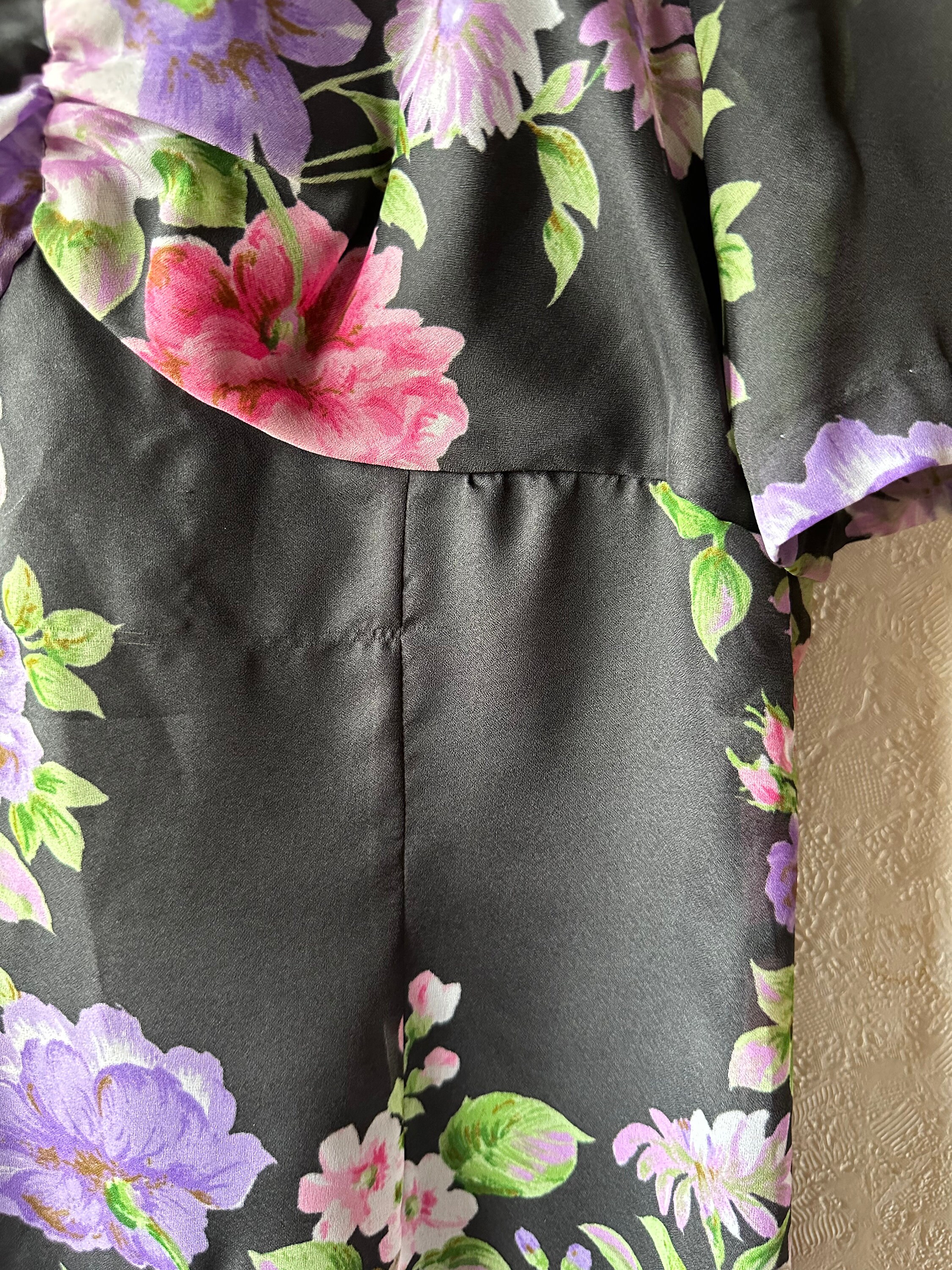black mesh dress bodycon 90s Be Smart Black and Purple Floral Velvet Strappy Dress - Evening main image 1