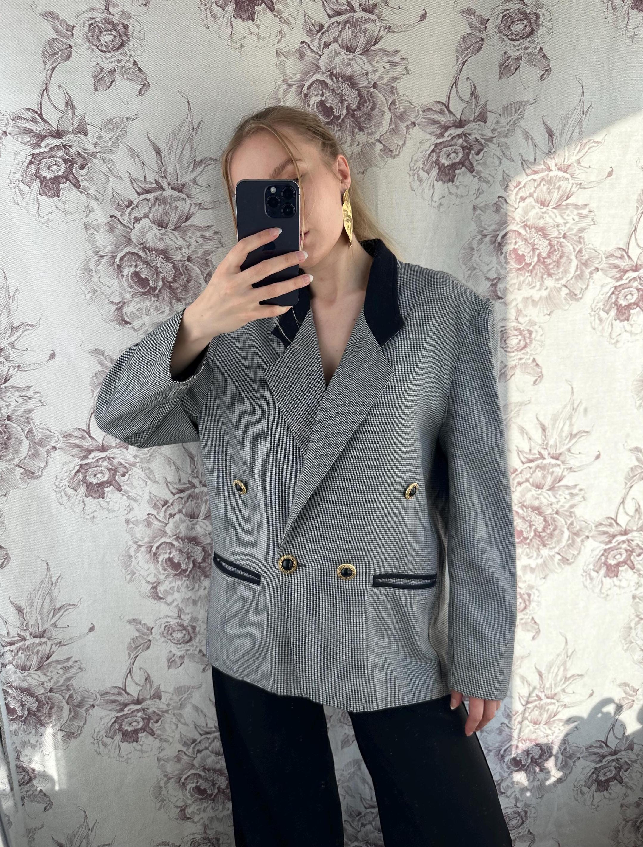   ヴィンテージ ダブルブレストジャケット 千鳥格子柄 fb56c653fa905943d23d1135837fae