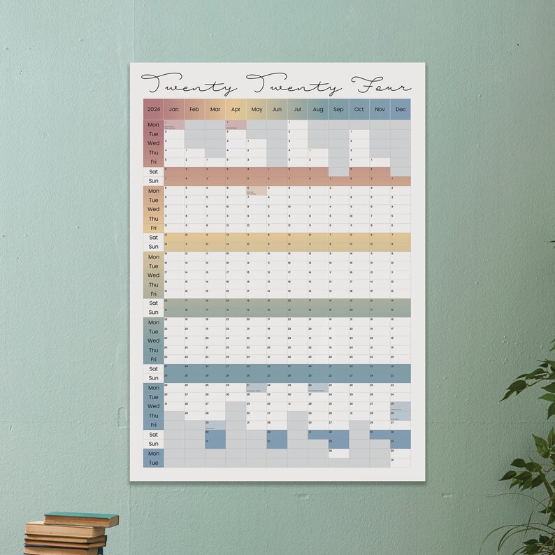 Wall Planner 2024, A1 Wall Calendar, Vertical Planner, UK Bank Holidays