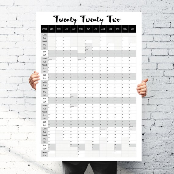 2022 a1 wall planner uk wall planner uk planner with bank etsy
