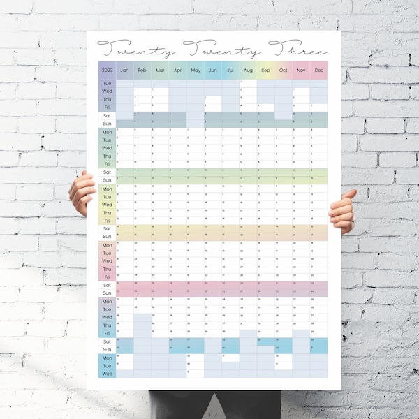 Wall planner 2023, A1 wall planner, vertical planner, portrait planner, Instant Download, A1 wall calendar, Best wall planner, Printable