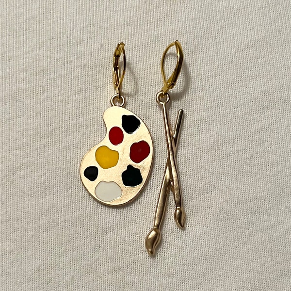 Painter’s Palette Paintbrush Earrings