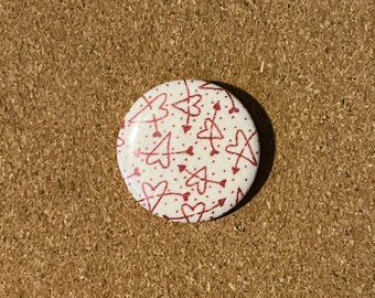 Heart Fabric Pinback Buttons • Set of 2