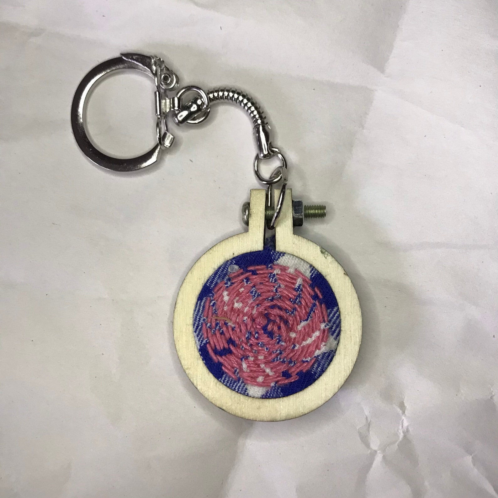Mini Embroidery Hoop Keychain Etsy