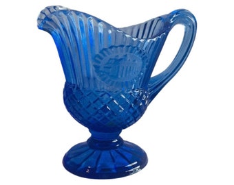 Avon / Cobalt Blue Glass / Washington Home Pitcher / Creamer