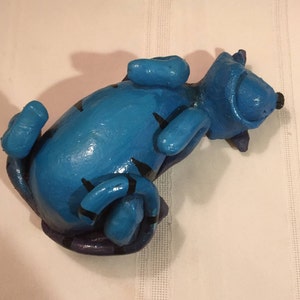 Hand Made Studio Art / Lounging Blue & Purple Cat / Sculptures image 7