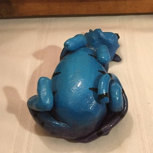 Hand Made Studio Art / Lounging Blue & Purple Cat / Sculptures image 5