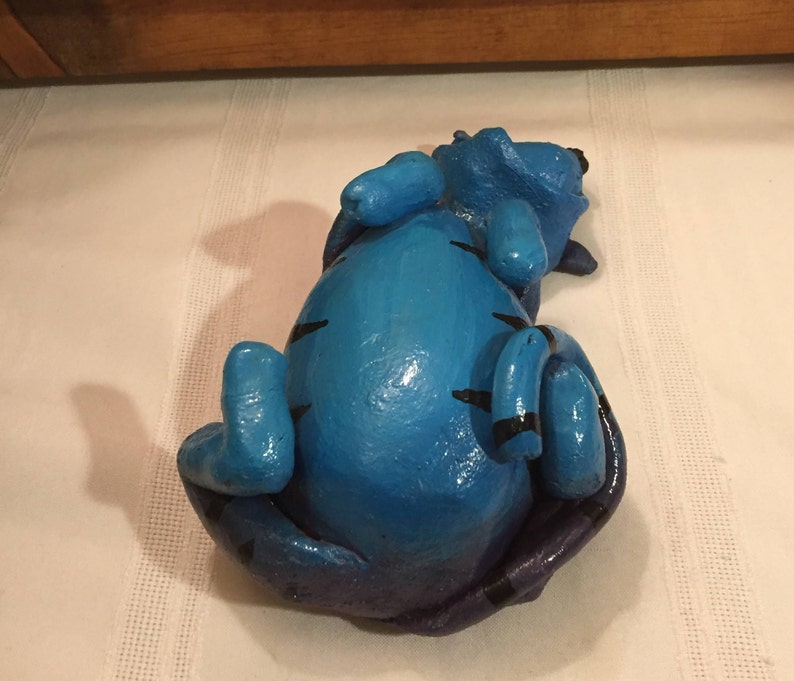 Hand Made Studio Art / Lounging Blue & Purple Cat / Sculptures image 5