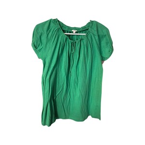 J Crew Green Smock Tie Ladies Top XS