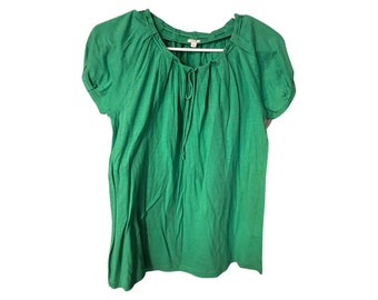 J Crew Green Smock Tie Ladies Top XS