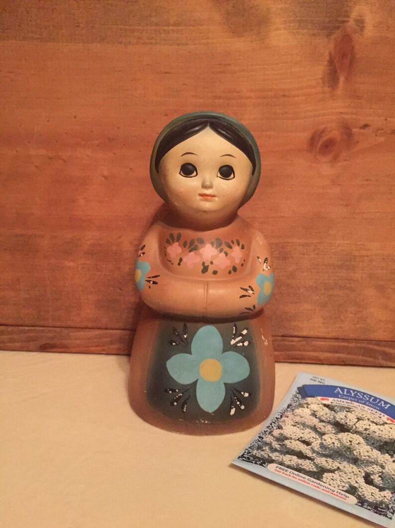 Russian Folk Art / Woman Bisque Planter / Planters / Gardening / Flowers and herbs image 2