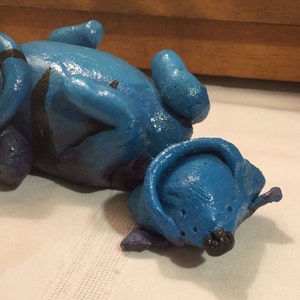 Hand Made Studio Art / Lounging Blue & Purple Cat / Sculptures image 6