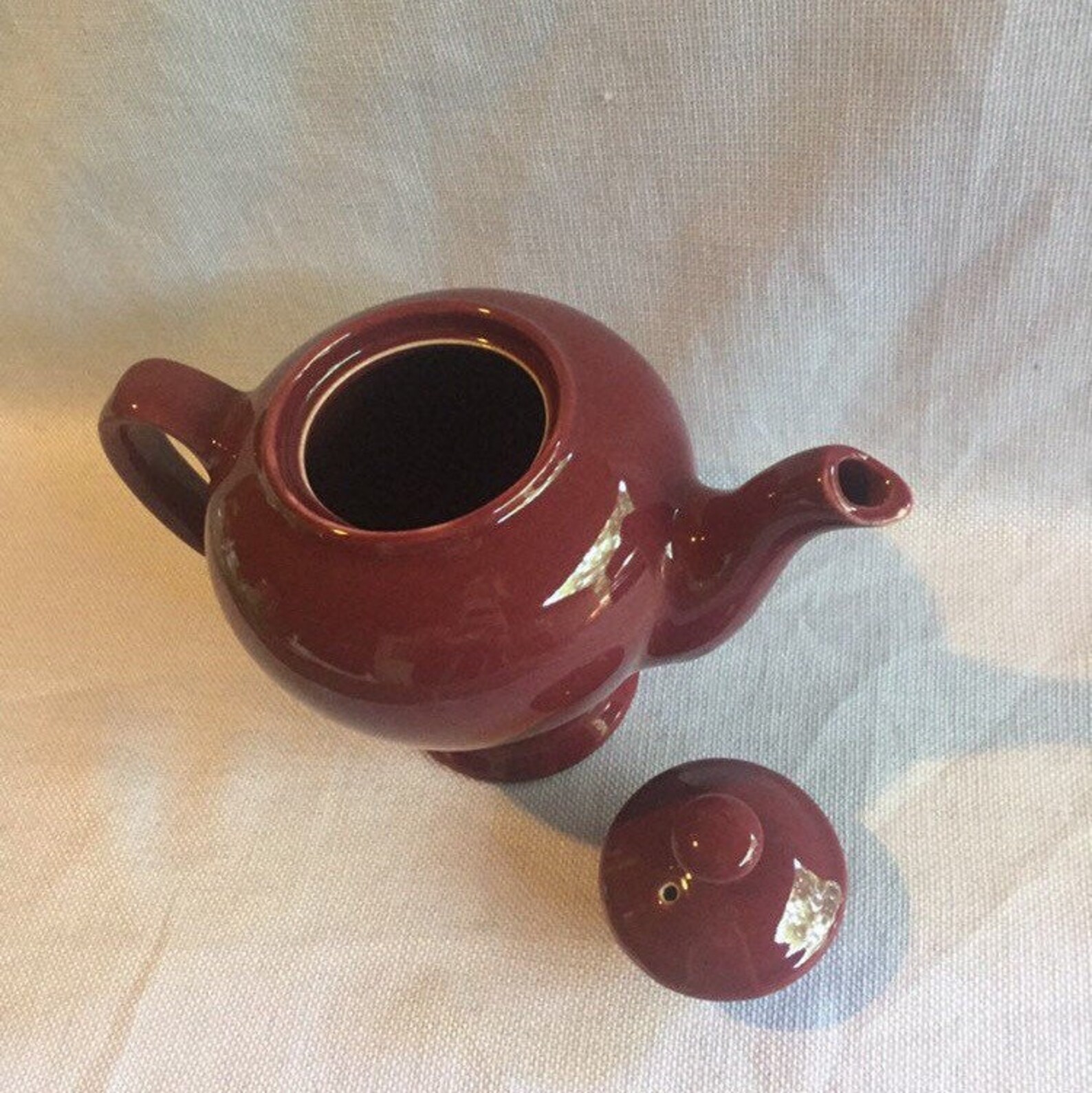 Mccormick Pottery / Maroon Teapot / Baltimore Style / Vintage Etsy