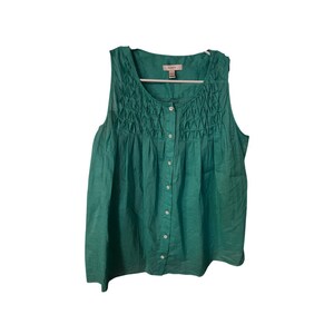 J. Crew Ladies Smocked Button Down Sleeveless Top