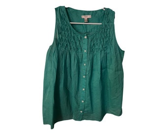 J. Crew Ladies Smocked Button Down Sleeveless Top