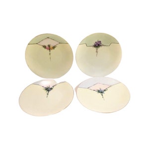 Caine’s Studio Hand Painted & Signed Iris Plates Set of (4)