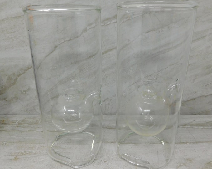 Vintage Wolfard Glass Blowing Company Hand Blown 9 X 4 Oil Lamp Set of