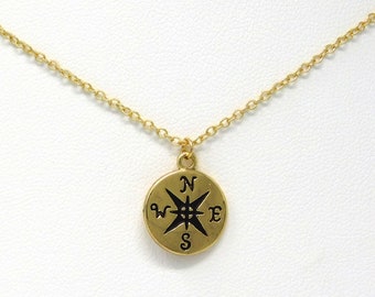 Compass Pendente Collana Regalo di Laurea Placcato Oro