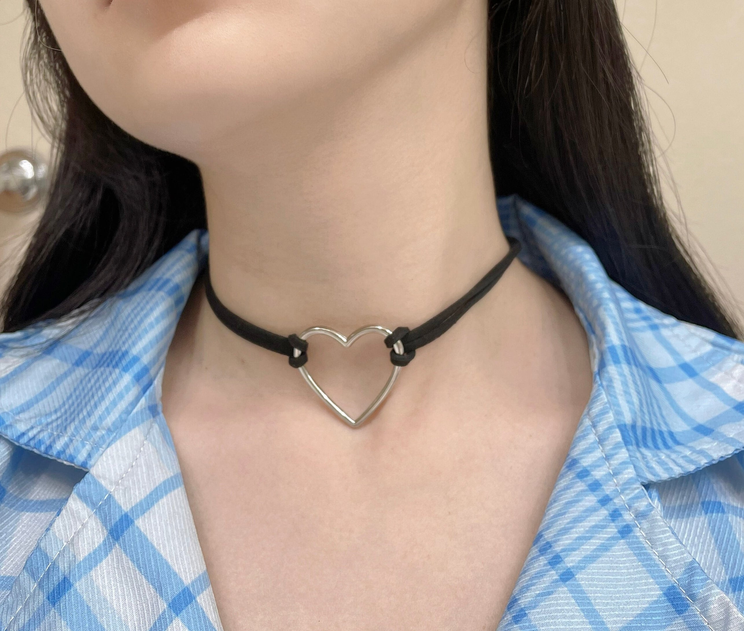 ハートセット BIG BLACK LOVE NEC+SULEE X SILVER GOOD LOVE NEC Heart-Shaped Black Agate Locket Sterling Silver 18