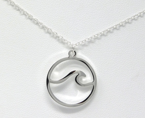 Silver or Gold Wave Necklace Simple Wave Circle Necklace Etsy UK