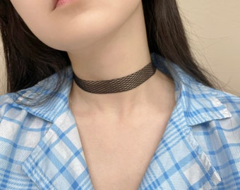 Choker Fishnet Goth Choker Black Fishnet Necklace Punk Necklace Choker for Club Rave Party Scene Black Choker Trendy Fishnet