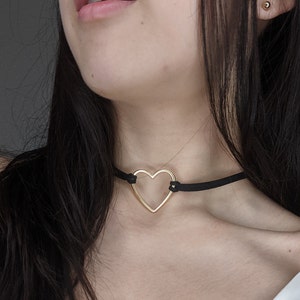 Choker Necklace with Heart Choker Necklace Black Choker Gift for Girlfriend Choker Necklace for Rave Club Fashion Silver Heart Choker