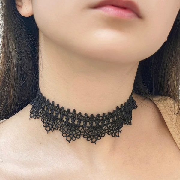 Black Lace Choker Necklace Black Lace Gothic Choker Steampunk Lace Necklace Victorian Lace Choker Necklace