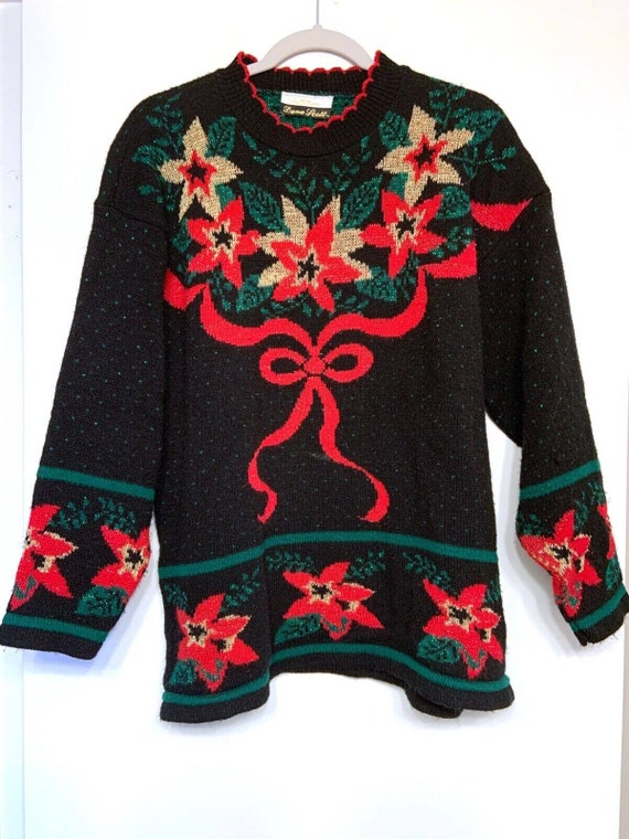 Vintage Dana Scott Ugly Christmas Xmas Sweater Bla