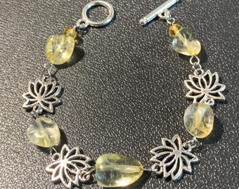Citrine Pewter Link Bracelet