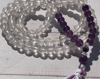 Clear Quartz & Amethyst Mala-Prayer-Meditation Beads