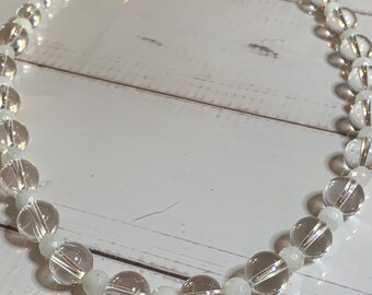 Clear Quartz & Faceted Moonstone Beaded Necklace
