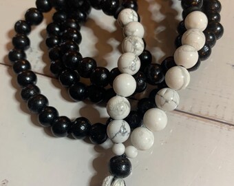 Howlite & Black Wood Mala-Prayer-Meditation Beads